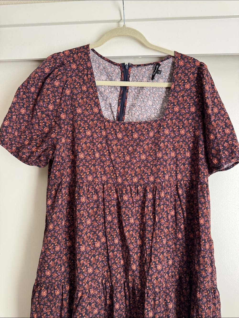 Madewell Aidy Square-Neck Tiered Midi Dress in Orchard Floral size 14 - Picture 7 of 12